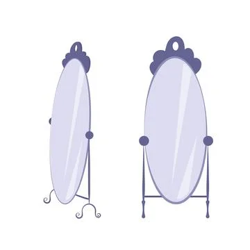 Simple metallic standing on Floor Full Body Mirror Stock Illustration