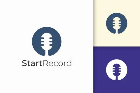 Simple mic logo represent record or audio for podcast Stock Illustration