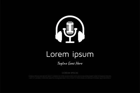 Simple Mic or Microphone Headphones Waveform Sound Wave for Podcast Radio R.. Stock-Illustration