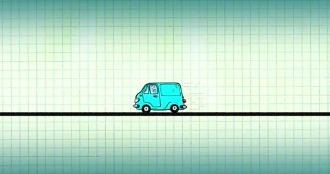 Simple mini bus van car cartoon animation grid Stock Footage 331268522