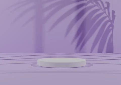 Simple, Minimal 3D Render Composition with One White Cylinder Podium or Stand Stock Illustration