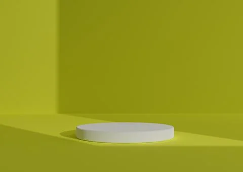 Simple, Minimal 3D Render Composition with One White Cylinder Podium or Stand Stock Illustration