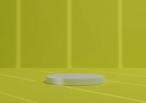Simple, Minimal 3D Render Composition with One White Cylinder Podium or Stand Stock Illustration