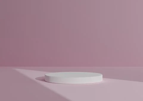Simple, Minimal 3D Render Composition with One White Cylinder Podium or Stand Stock Illustration