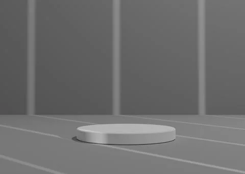 Simple, Minimal 3D Render Composition with One White Cylinder Podium or Stand Stock Illustration