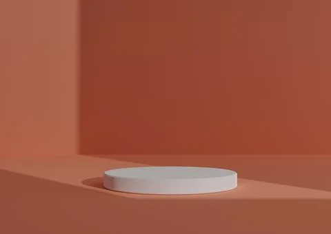 Simple, Minimal 3D Render Composition with One White Cylinder Podium or Stand 스톡 일러스트