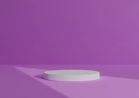 Simple, Minimal 3D Render Composition with One White Cylinder Podium or Stand Stock Illustration