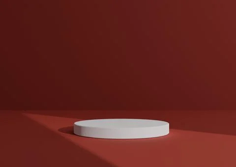 Simple, Minimal 3D Render Composition with One White Cylinder Podium or Stand Stock Illustration