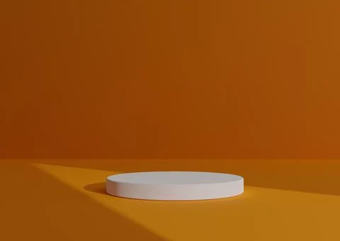 Simple, Minimal 3D Render Composition with One White Cylinder Podium or Stand Stock Illustration