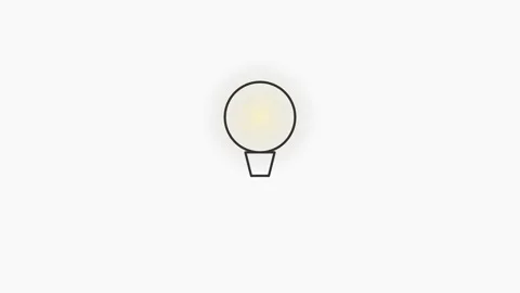 Simple minimal animation of a glowing light bulb icon on white background Stock Footage 340348575