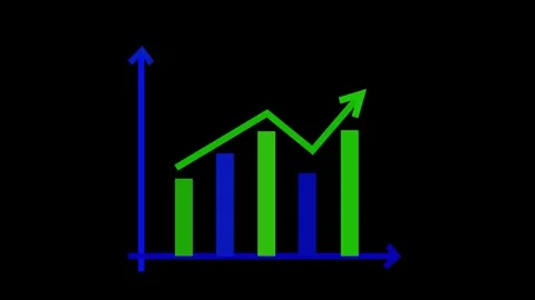 Simple minimal business graph bar chart with upward trend animation Stock Footage 329114772
