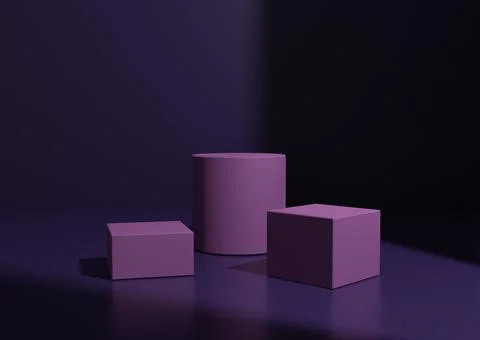 Simple Minimal Dark Purple Three Podium or Stand Composition for Product Disp Stock Illustration