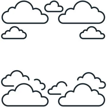 Simple minimal outline cloud frame border for text copy space Illustrazione stock