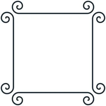 Simple minimal outline square frame with scroll corners Stock Illustration