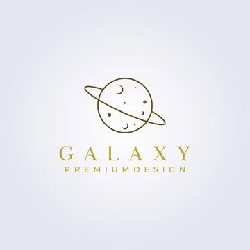 Simple minimal space planet logo vector icon symbol illustration design templ Stock Illustration