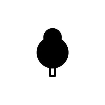 Simple minimal tree silhouette for graphic design representation showcasing.. Illustrazione stock
