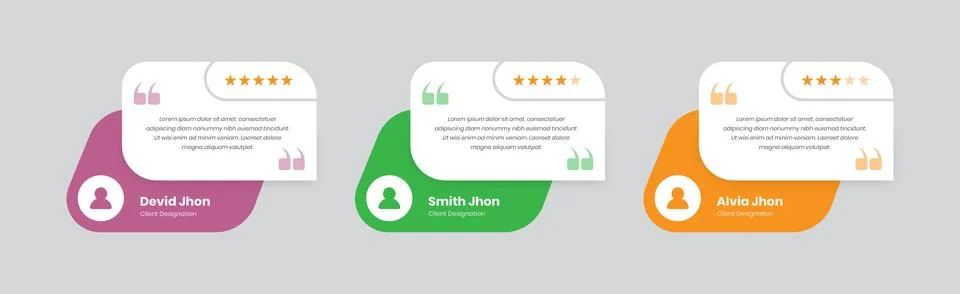 Simple minimalist client feedback or review rating card with abstract shape Stock Illustration