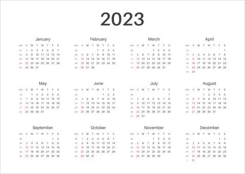 Simple, minimalist design. Vector 2023 year calendar. 库存插图