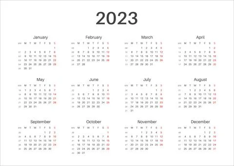 Simple, minimalist design. Vector. 2023 year calendar. イラスト素材