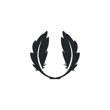 Simple minimalist elegant logo feather animal fur illustration template sym.. Stock Illustration