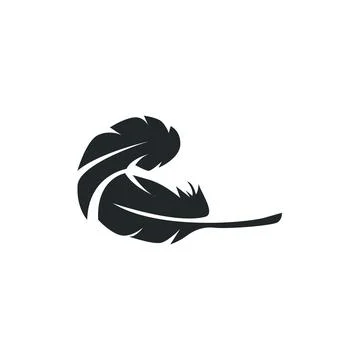 Simple minimalist elegant logo feather animal fur illustration template sym.. Stock Illustration