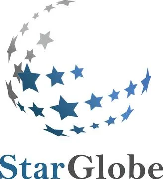 Simple minimalist elegant star globe logo vector design company startup success Stock Illustration