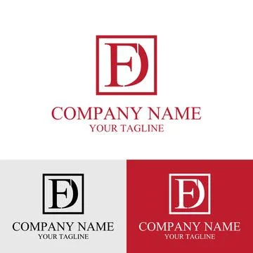 Simple minimalist FD letter initial vector logo design in a square box Stock Illustration