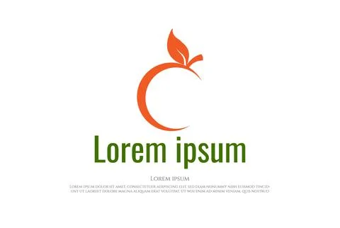 Simple Minimalist Fresh Orange Fruit Logo Design Stock Illustration