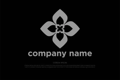 Simple Minimalist Geometric Leaf Flower Logo Design Vector Stock Illustration