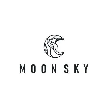 Simple minimalist moon logo design with elegant line concept as a symbol il.. Stock Illustration