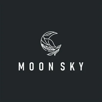 Simple minimalist moon logo design with elegant line concept as a symbol il.. Stock Illustration