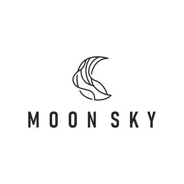Simple minimalist moon logo design with elegant line concept as a symbol il.. Stock Illustration