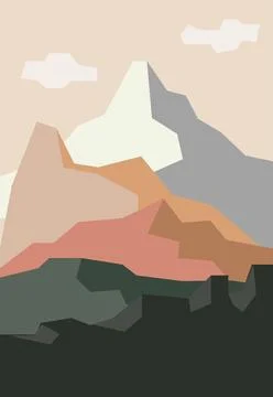 Simple Minimalist Mountain View Vector Background Stock Illustration