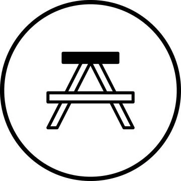 Simple minimalist picnic table icon design for park, garden, or outdoor act.. Illustrazione stock