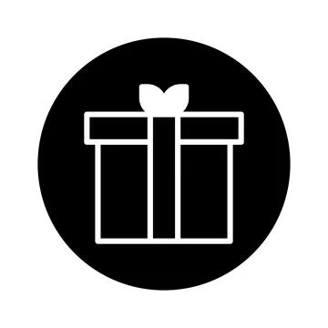 Simple minimalist present gift icon inside a black circle vector illustrati.. Ilustración de archivo