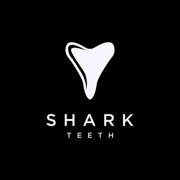 Simple minimalist shark teeth logo icon vector template on black background Stock Illustration