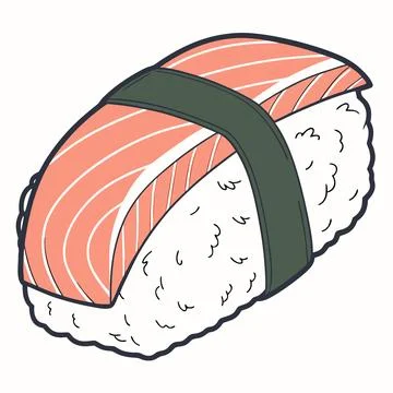 Simple Minimalist Sushi Roll Vector Icon Stock Illustration
