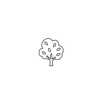Simple minimalist tree line art icon isolated on white background Stock Illustration