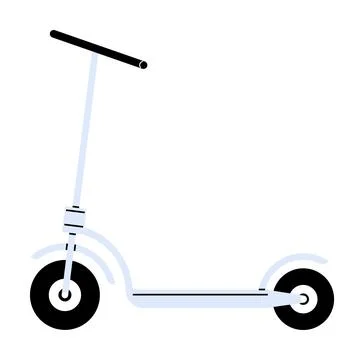 Simple Minimalist Vector Drawing of a Scooter in Black and White Stock Illustration
