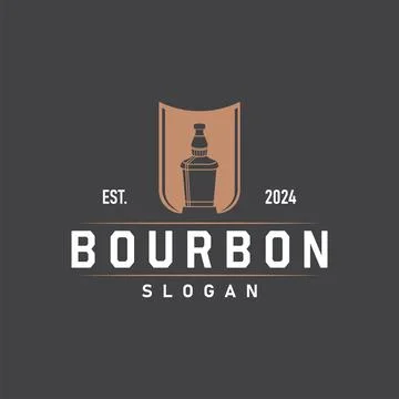 Simple minimalist whiskey logo design, bourbon drink design old retro vinta.. Stock Illustration