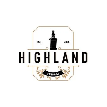 Simple minimalist whiskey logo design, bourbon drink design old retro vinta.. Stock Illustration