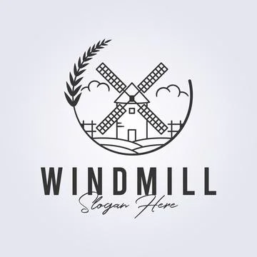 Simple minimalist windmill logo template design, vector illustration windmi.. Stock Illustration