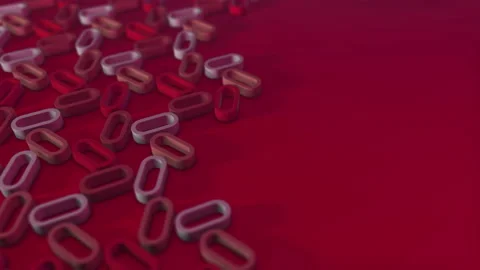Simple minimalistic 3d loopable render of rotating extruded shapes. Crimson Red  Stock Footage 157664282