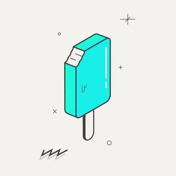 Simple minimalistic Abstract isometric flat decorative ice cream.Geometric Illustrazione stock