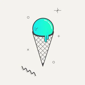Simple minimalistic Abstract isometric flat decorative ice cream.Geometric Stock Illustration