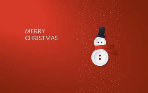Simple, minimalistic Christmas card vector template. Cute adorable snowman made Stock Illustration