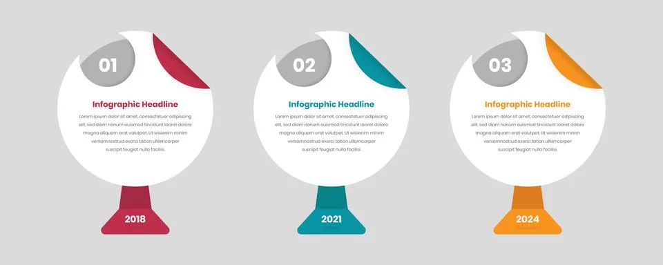 Simple minimalistic circular data presentation steps infographic template w.. Stock Illustration