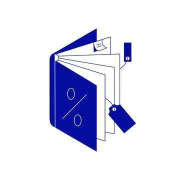 Simple minimalistic creative isometric icon. Opened book with tags label Stock Illustration