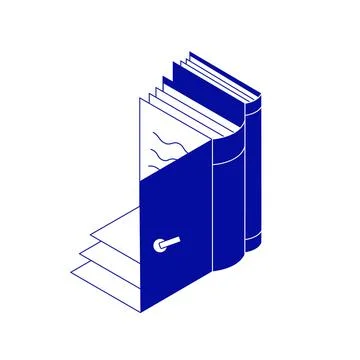 Simple minimalistic creative isometric icon. Opened book door and steps. Welcome Illustrazione stock