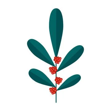 Simple minimalistic green branch of cloudberry with leaves and red berries. F Stock Illustration
